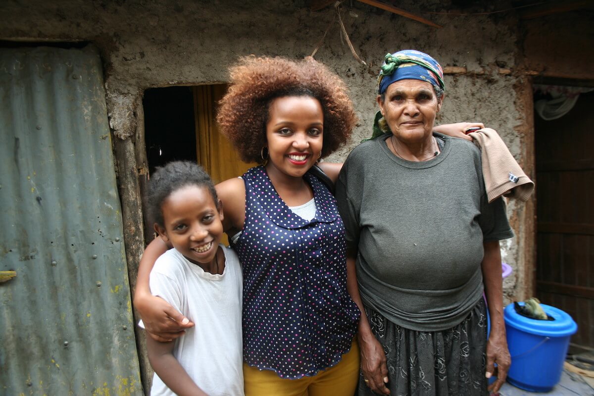 Kalkidan with Hilina and grandmother copy